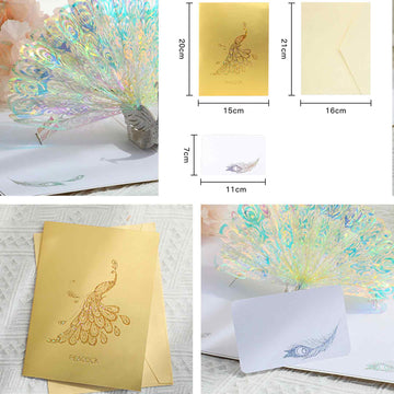arte de voeux 20x15cm anniversaire carte de vœux tridimensionnelle rêve paon sculpture en papier action de grâce bénédiction